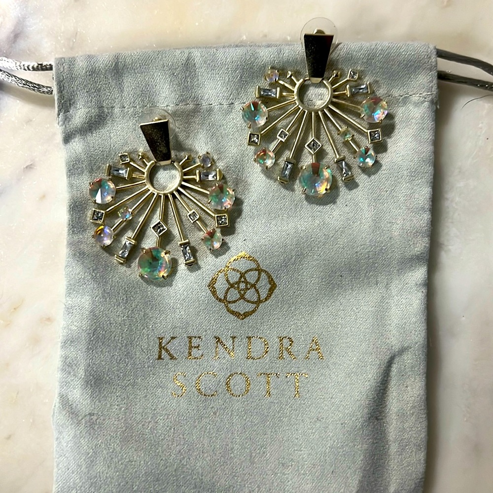 Kendra Scott Small Fabia Earrings in Gold and Dichroic